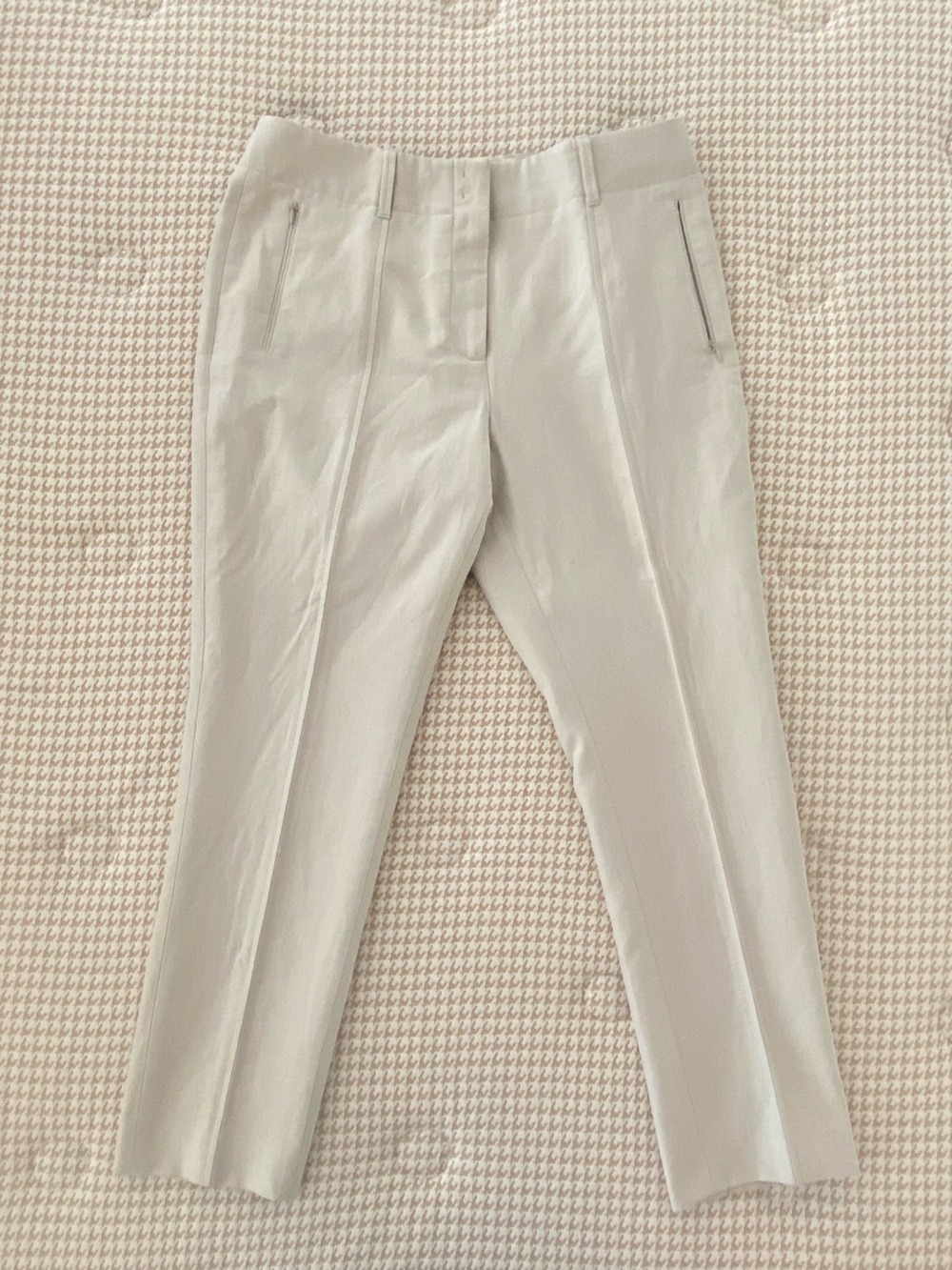 Akris Cotton Silk Blend Cream Skinny Trousers